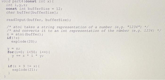 Solved void part4 (const int x) { int i,Y,Z; const int | Chegg.com