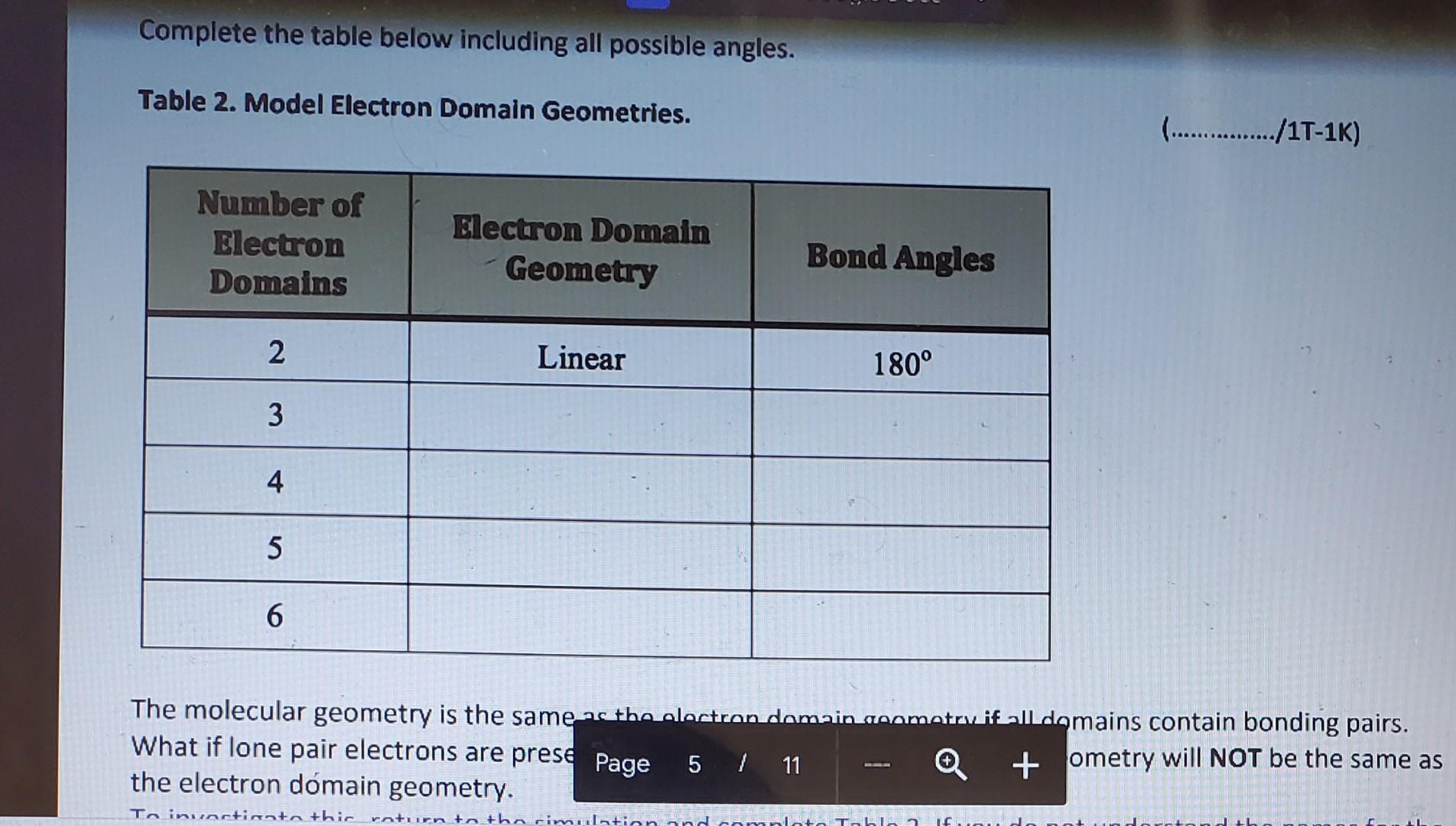 Solved Table 1. Drawing Lewis Structures and Determining | Chegg.com