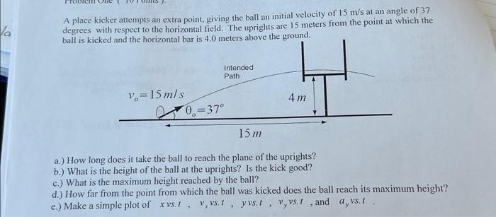 Solved A place kicker attempts an extra point, giving the | Chegg.com