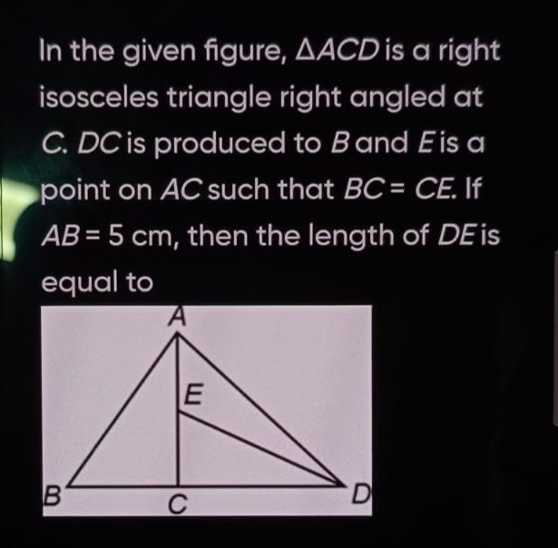 Solved In the given figure, ????ACD ﻿is a right isosceles | Chegg.com
