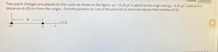 Solved 125 points Two point charges are placed on the x axis | Chegg.com
