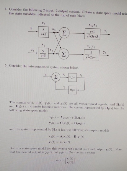 Solved Consider the following 2 -input, 2 -output system. | Chegg.com