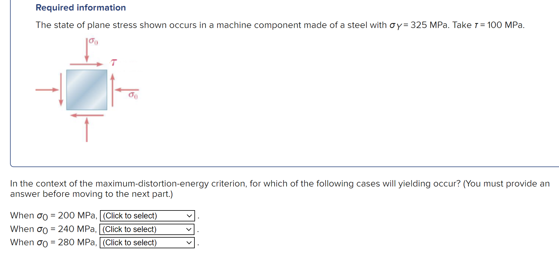 Solved The state of plane stress shown occurs in a machine | Chegg.com