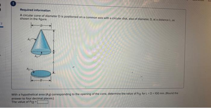 Solved Required information A circular cone of diameter D is | Chegg.com