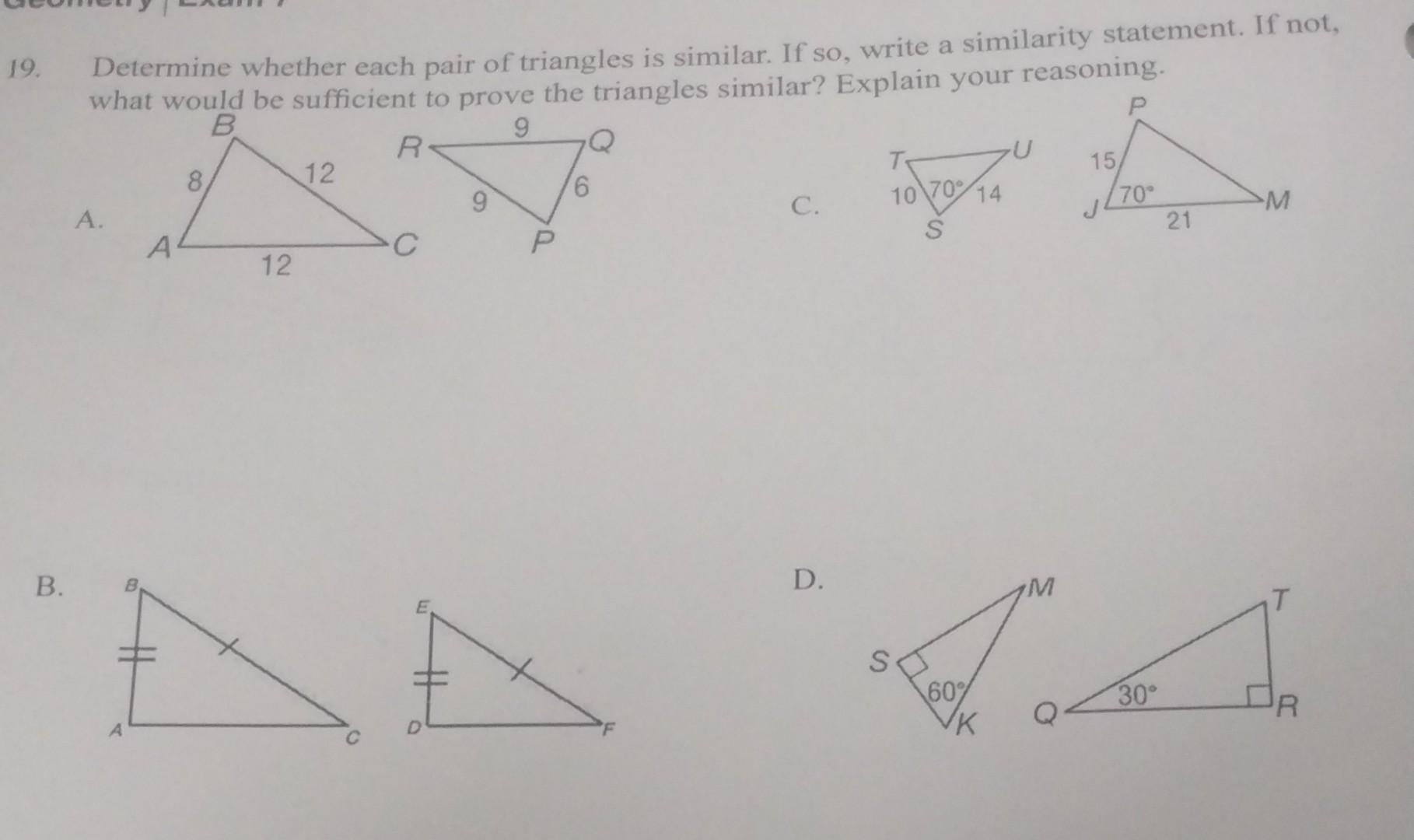 Solved Determine Whether Each Pair Of Triangles Is Similar 2980