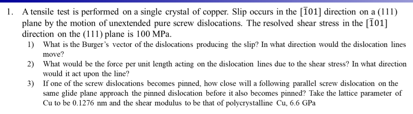 Solved A tensile test is performed on a single crystal of | Chegg.com