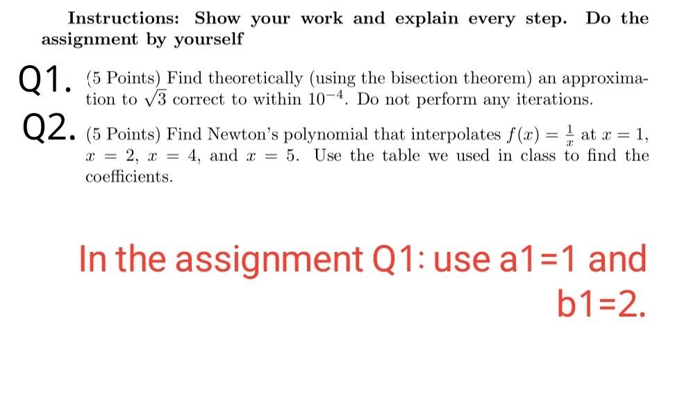 Solved Instructions: Show your work and explain every step. | Chegg.com