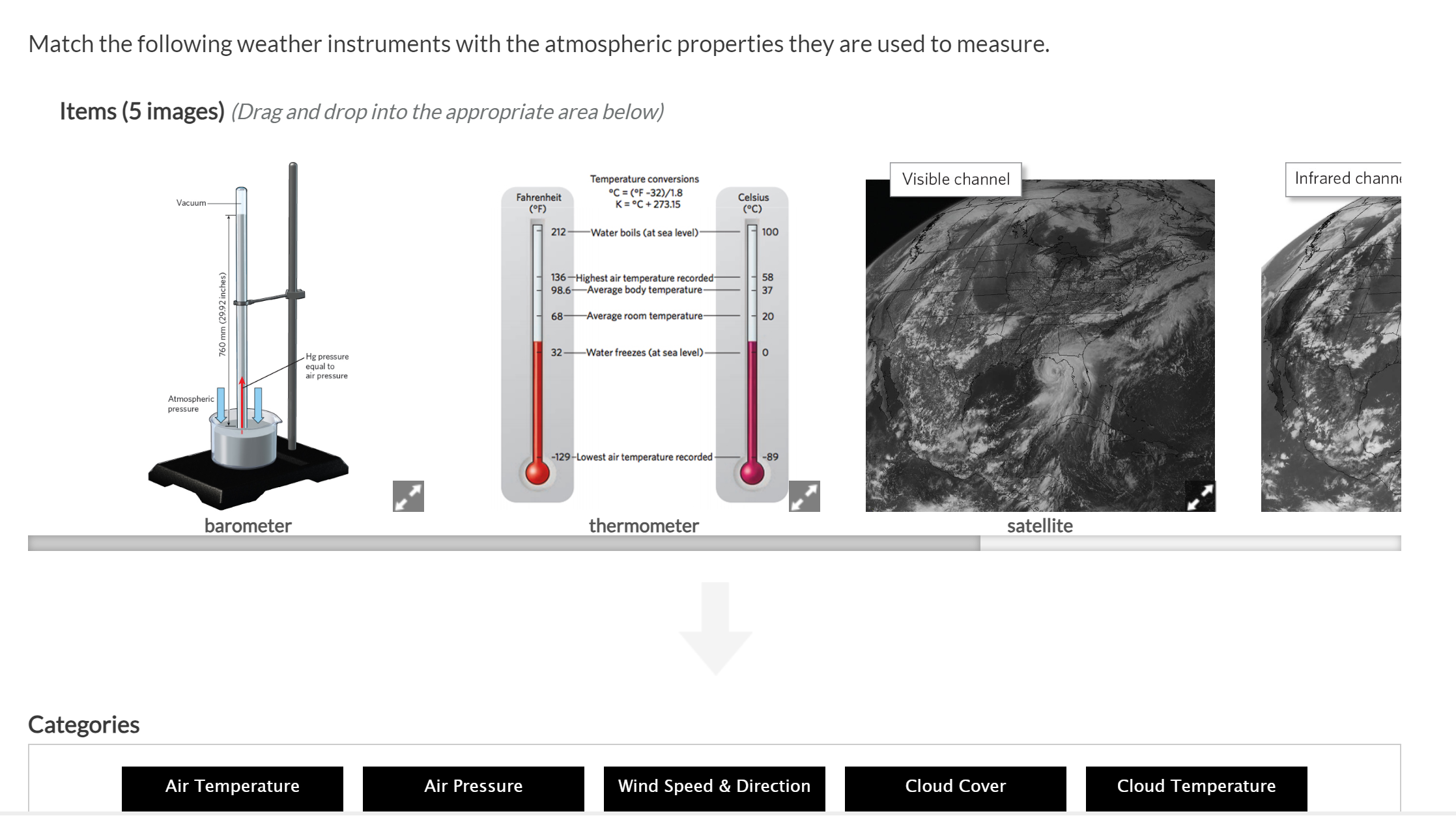 Solved Match the following weather instruments with the | Chegg.com