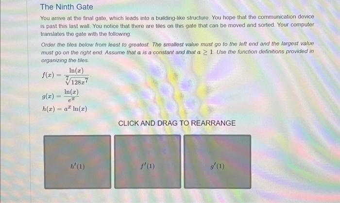 The Ninth Gate
You arrive at the final gate, which leads into a buiding-like structure. You hope that the communication devic