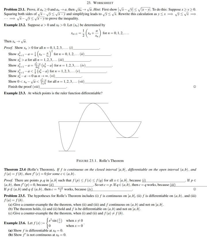 Solved 1 X 1 X 23 Worksheet Problem 23 1 Prove Chegg Com