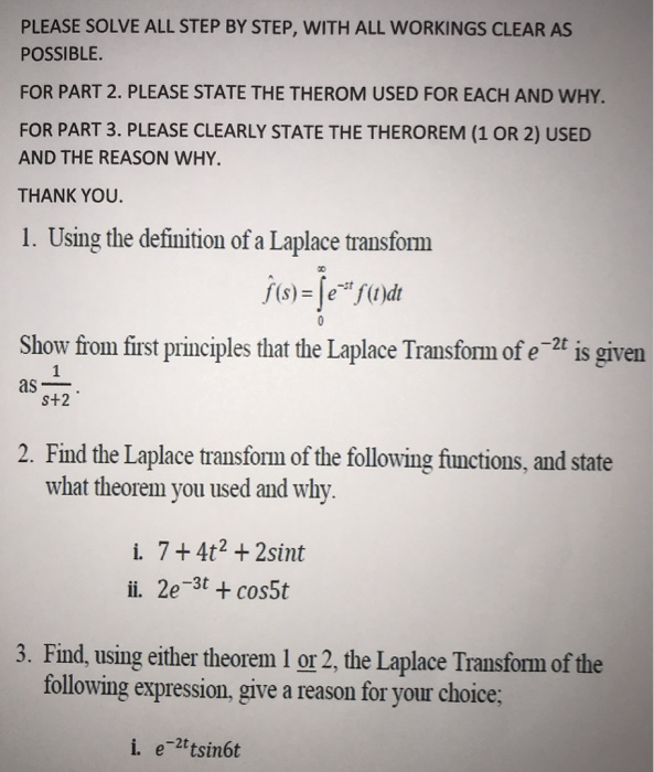 Solved PLEASE SOLVE ALL STEP BY STEP, WITH ALL WORKINGS | Chegg.com