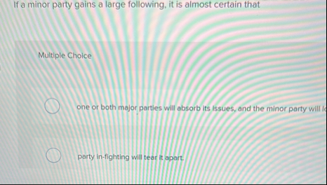 Solved If a minor party gains a large following, it is | Chegg.com
