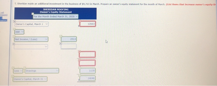 Solved Sheridan Roofing Worksheet For the Month Ended March | Chegg.com
