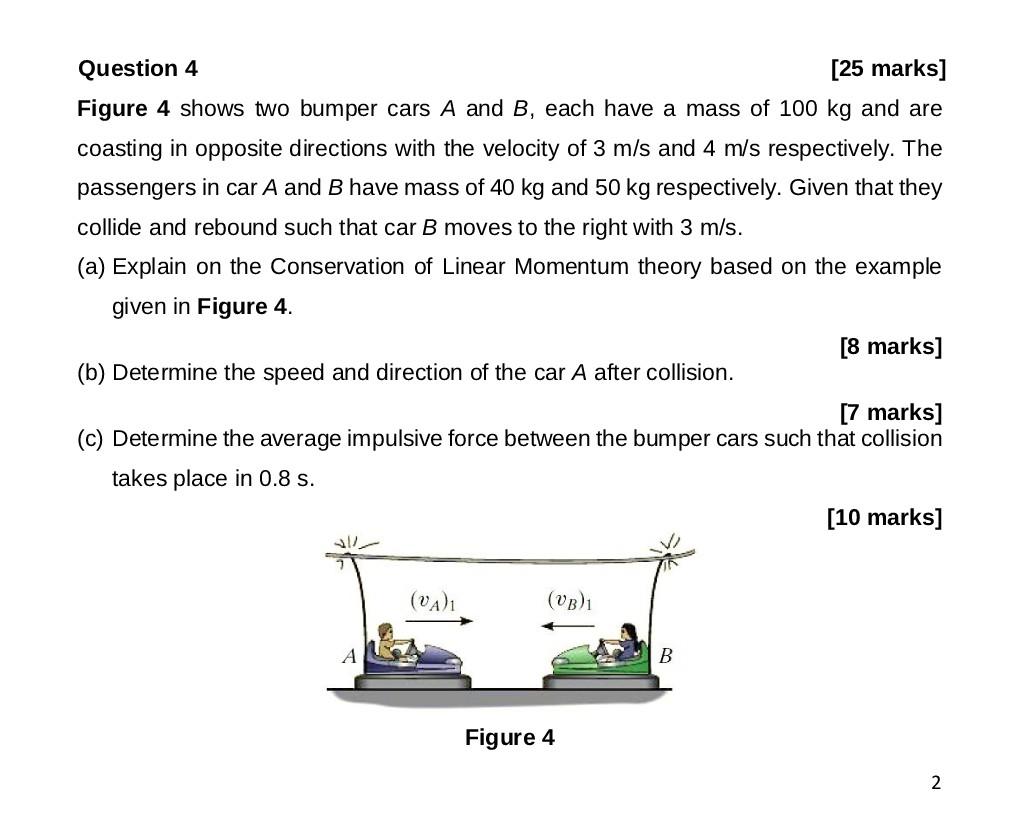 Solved Question 4 [25 marks] Figure 4 shows two bumper cars | Chegg.com