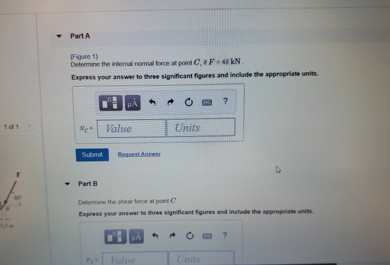 Solved Part A (Figure 1) Determine the internal normal force | Chegg.com