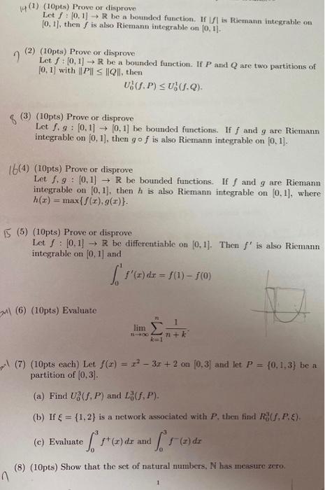 Solved 14 1 10pts Prove Or Disprove Let F 0 11 R B Chegg Com