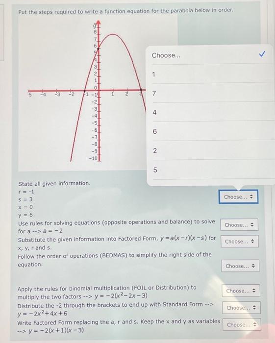 Solved Put the steps required to write a function equation | Chegg.com