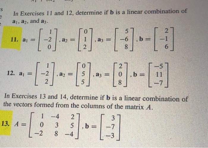 Solved In Exercises 11 And 12, Determine If B Is A Linear | Chegg.com