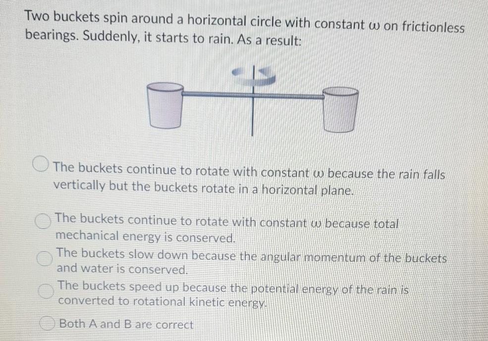 Solved Two buckets spin around a horizontal circle with