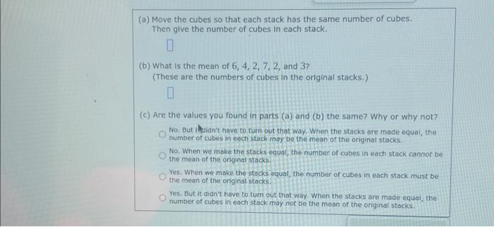 Solved Six Stacks Of Cubes Are Given Below The Numbers Of 0494