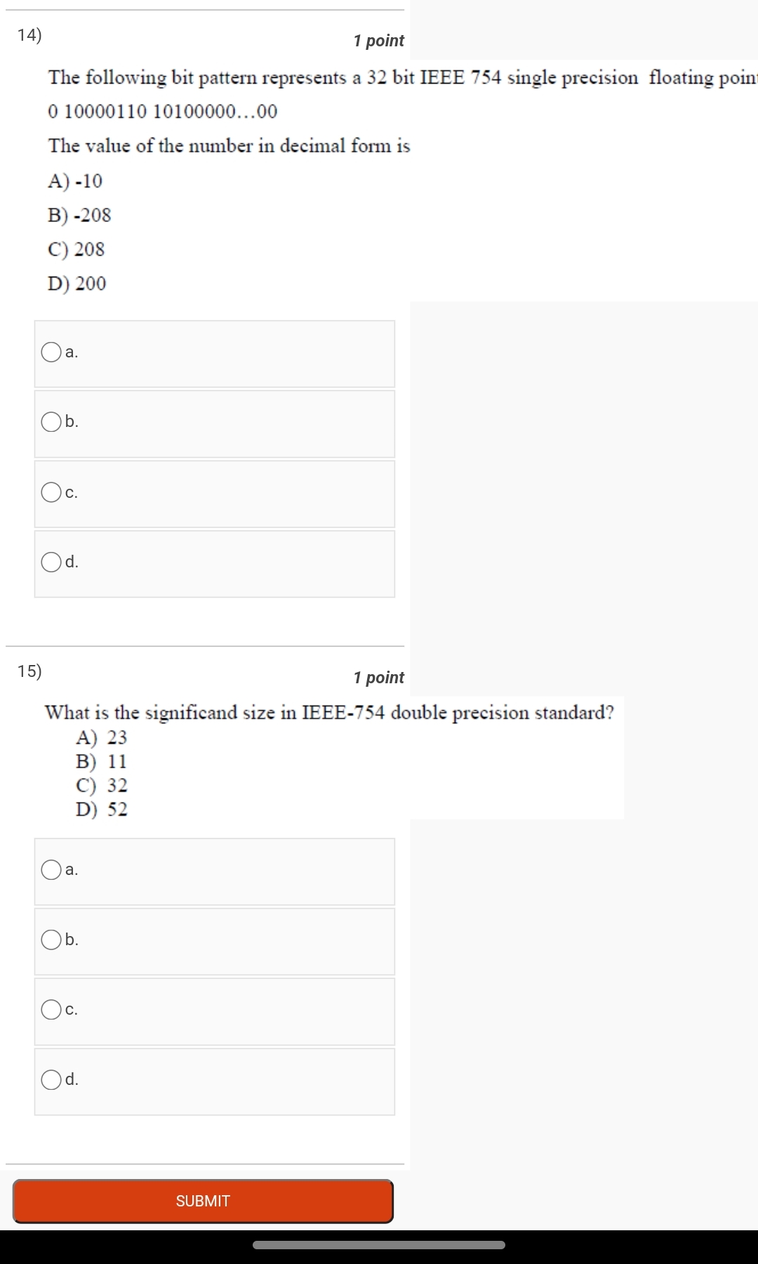 Solved 1 pointThe following bit pattern represents a 32 | Chegg.com