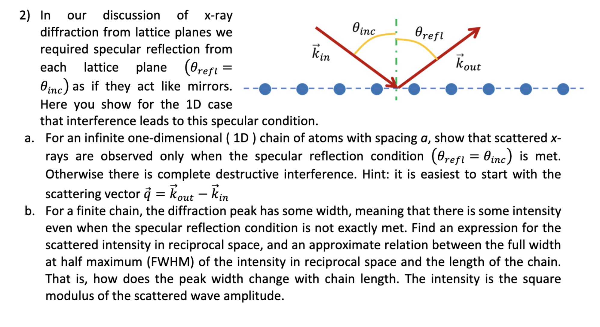Reflection Conditions Solved In our discussion of x-raydiffraction from lattice | Chegg.com