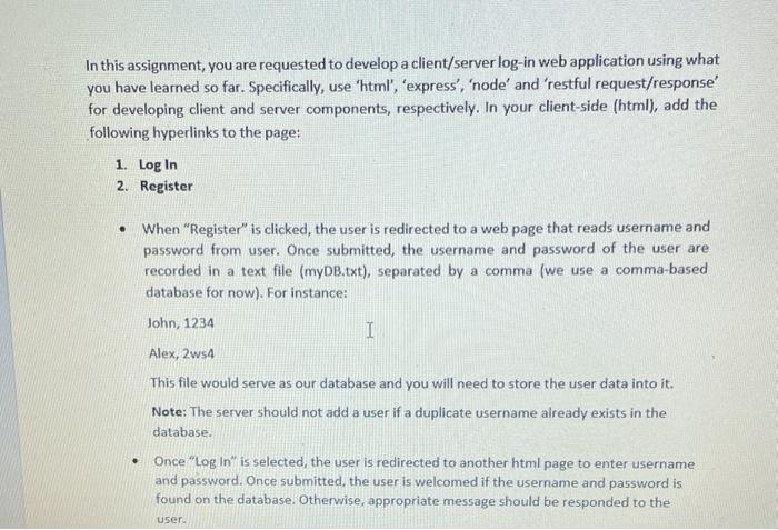 Solved In this assignment, you are requested to develop a | Chegg.com