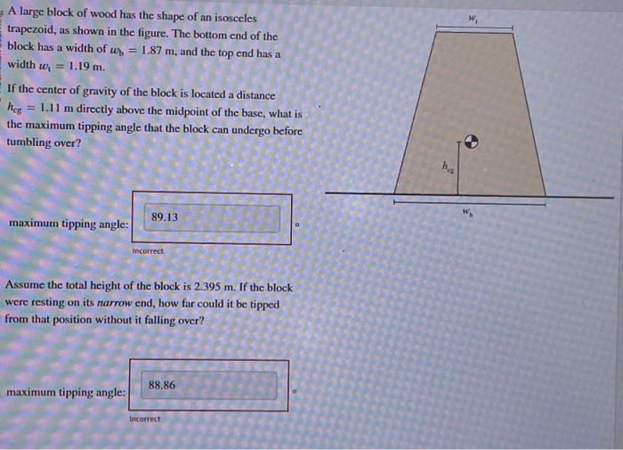 Solved A large block of wood has the shape of an isosceles