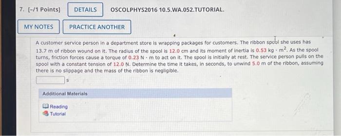 Solved 7 [ 1 Points Details Oscolphys2016