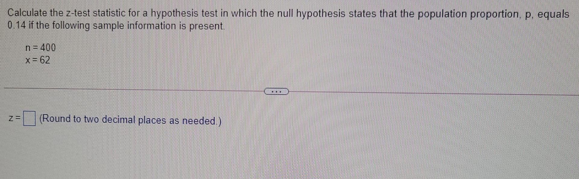 hypothesis test z statistic