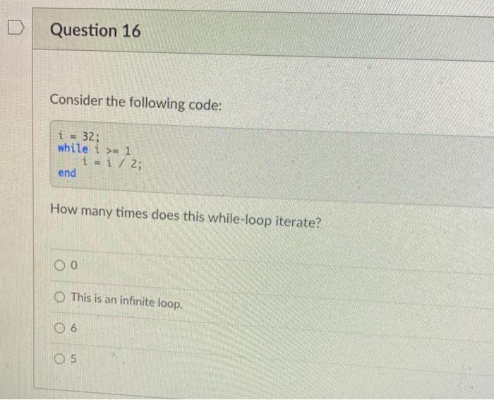 Solved Question 11 Consider the following code: for i = | Chegg.com