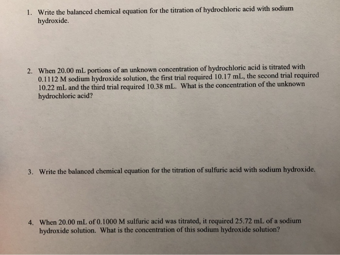 Solved 1. Write the balanced chemical equation for the | Chegg.com