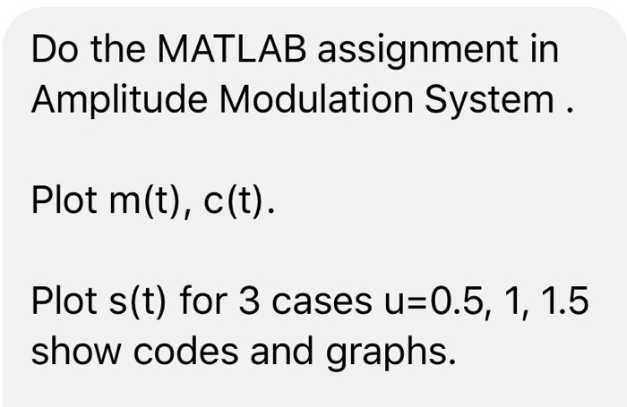 Solved Do the MATLAB assignment in Amplitude Modulation | Chegg.com