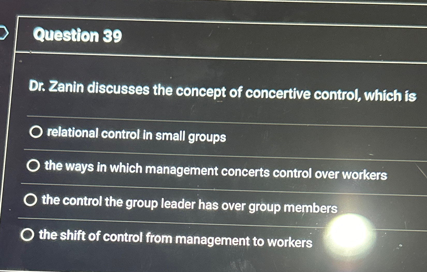 Solved Question 39Dr. ﻿Zanin discusses the concept of | Chegg.com