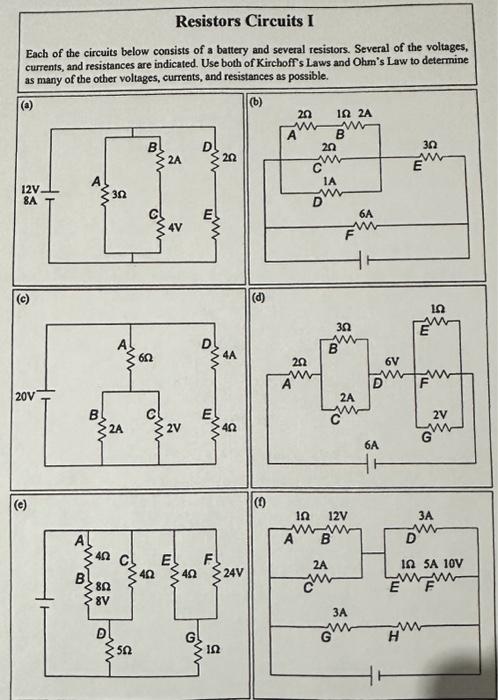 Solved Resistors Circuits I | Chegg.com