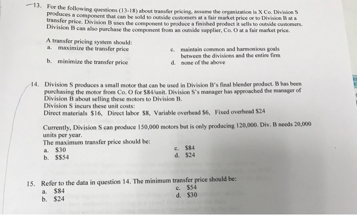 Solved 13. For the following questions (13-18) or the | Chegg.com