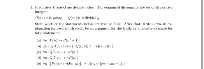 Solved 1. Predicates P And Q Are Defined Below. The Domain | Chegg.com