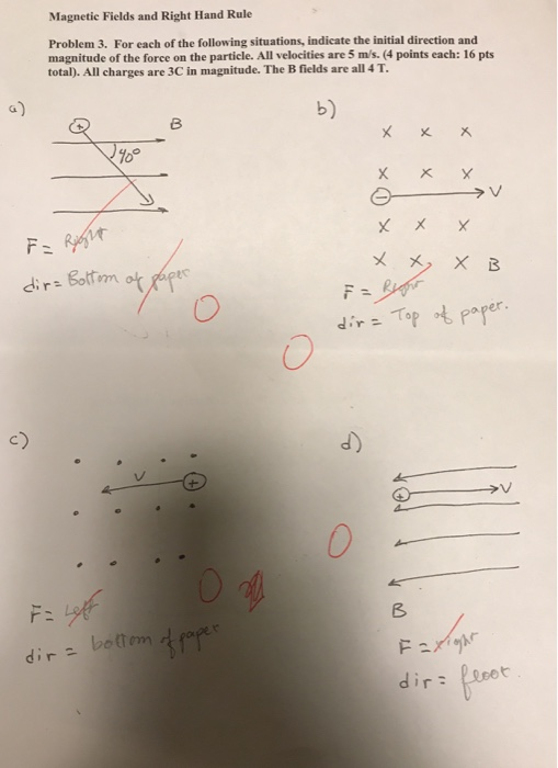 Solved Magnetic Fields and Right Hand Rule ng situations, | Chegg.com