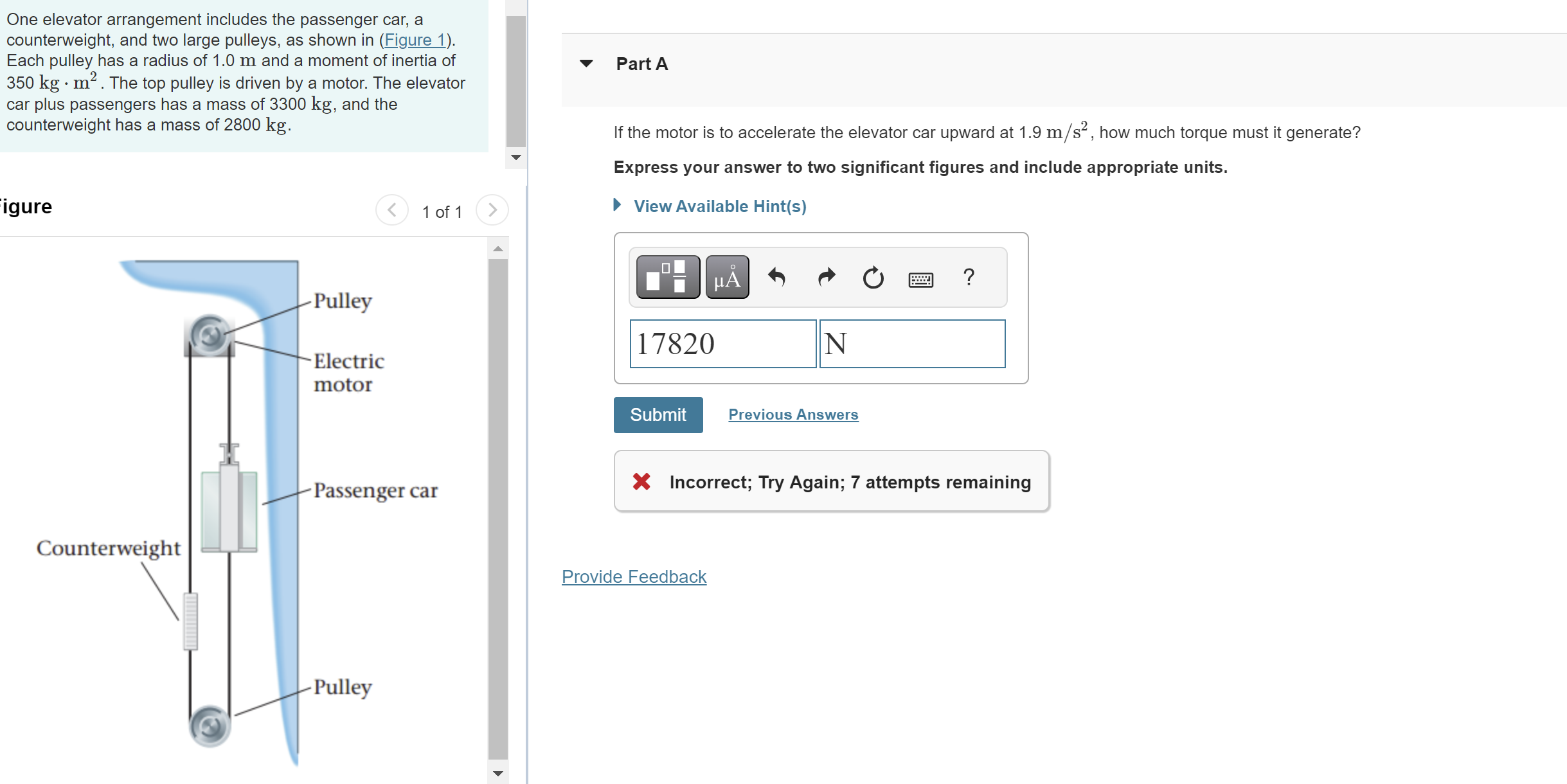 Solved One Elevator Arrangement Includes The Passenger Car, | Chegg.com