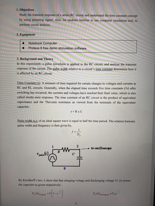 Solved 1. Objectives Study the transient response of a | Chegg.com