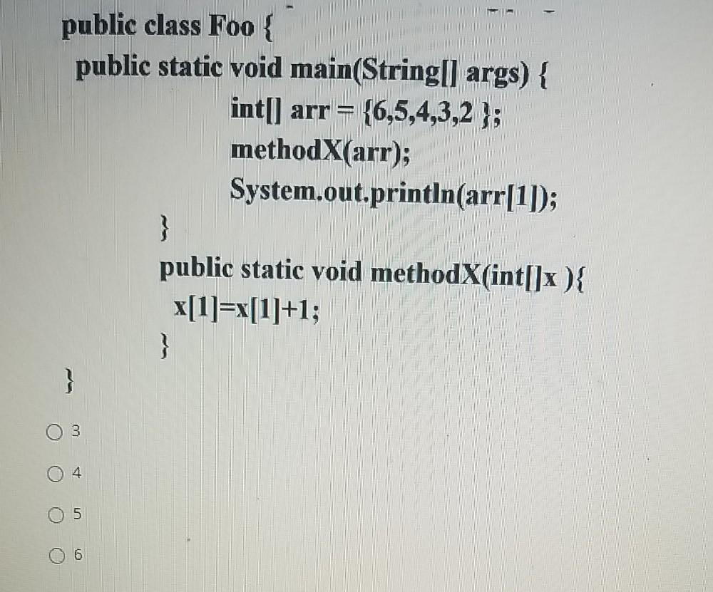 Solved public class Foo { public static void main(String[] | Chegg.com