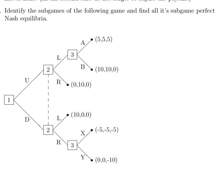 Solved Identify the subgames of the following game and find | Chegg.com