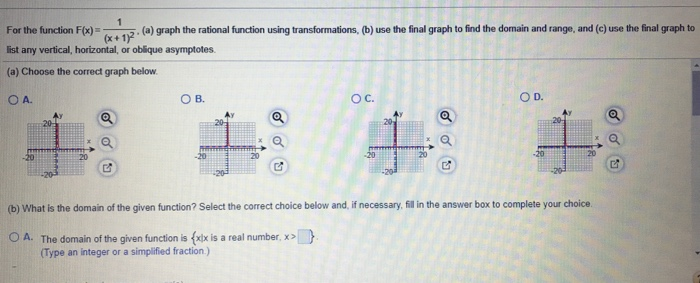 Solved 1 For the function F(x) = (a) graph the rational | Chegg.com