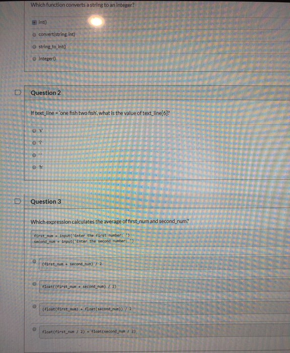 Solved Which Function Converts A String To An Integer Into Chegg