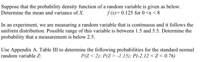 Solved Suppose that the probability density function of a | Chegg.com