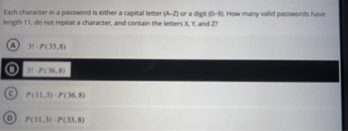 Solved Discrete math. How many valid passwords have length | Chegg.com