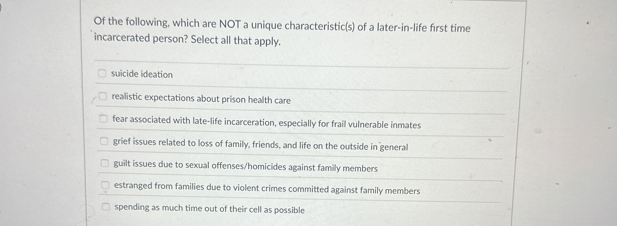Solved Of the following, which are NOT a unique