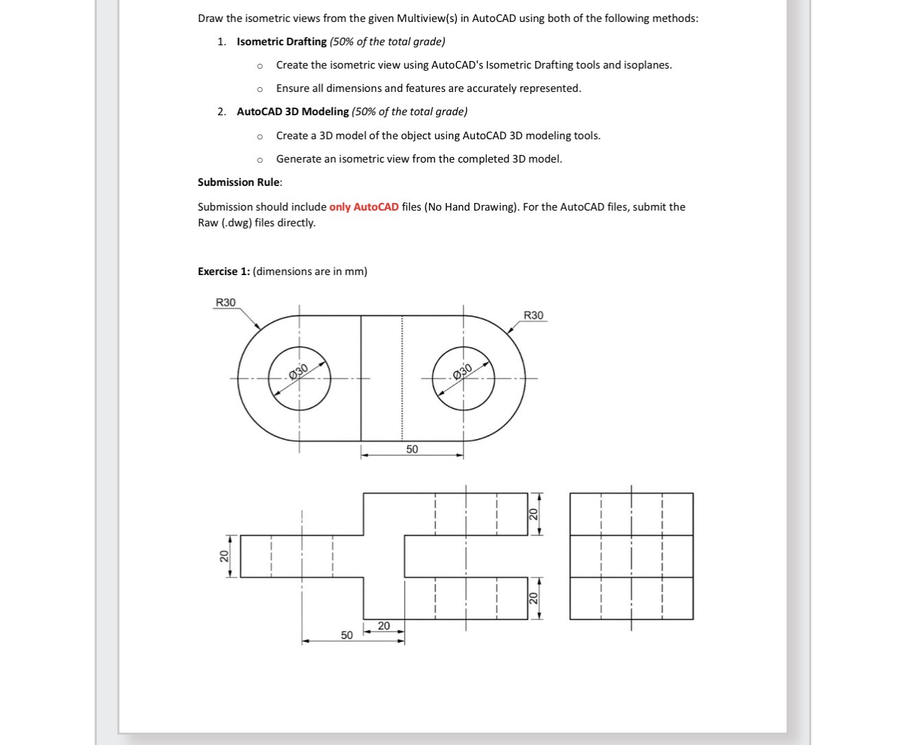 Solved Draw the isometric views from the given Multiview(s) | Chegg.com