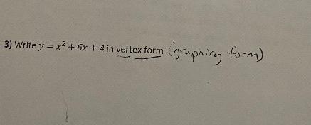 write y 2x 2 8x 3 in vertex form