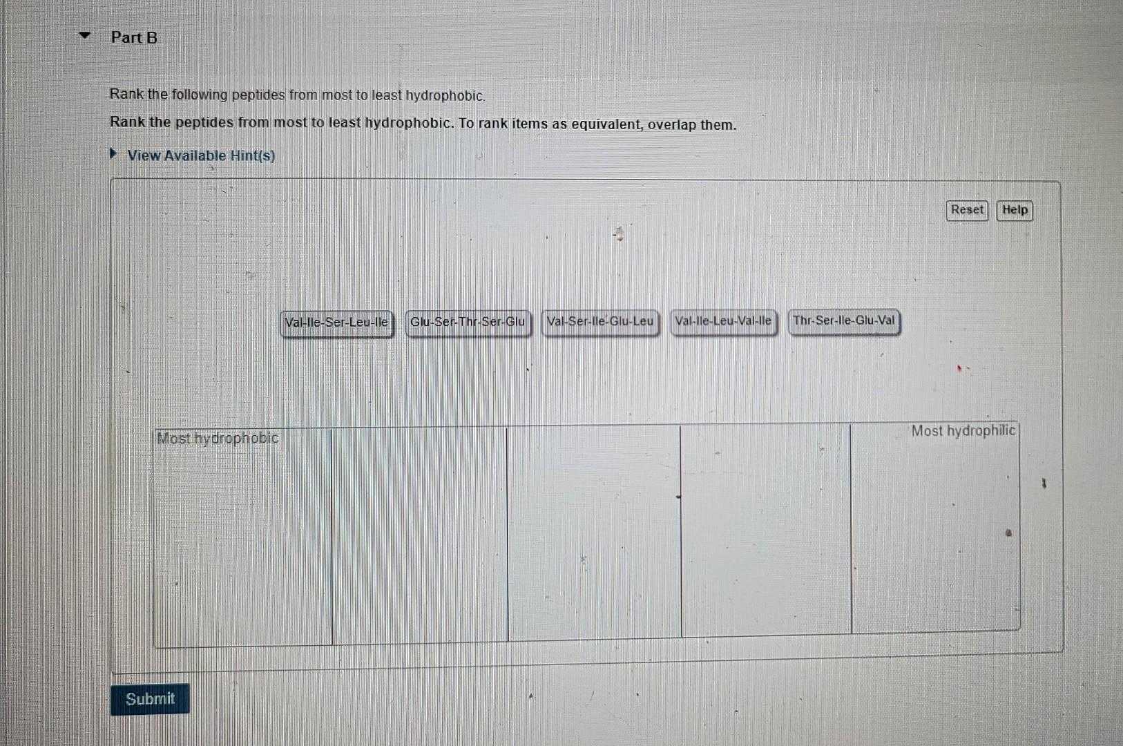 Rank the following peptides from most to least | Chegg.com